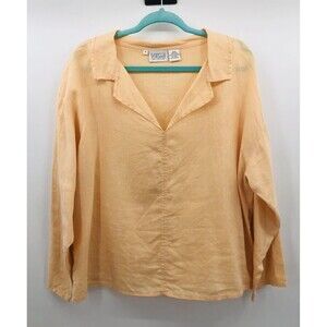 Willi Smith women's size XL Peach 100% Linen Boho Lagenlook